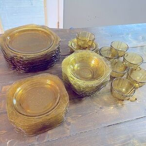 Amber Madrid depression glass